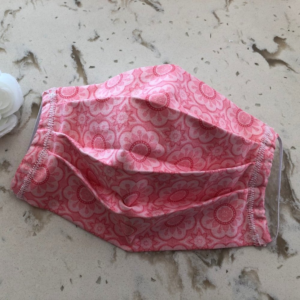 Pink Floral Protective Face Mask 100% Cotton